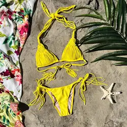 2024 Style Brazilian Bandage Bikini Set Stripes Swimwear Women's Two Piece Swimsuit Female Sexy Mujer Beachwear Summer