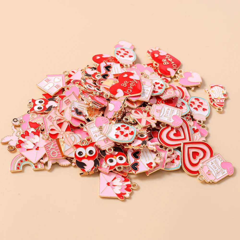 

10pcs Cute Romantic Love Heart Charms for Earrings Bracelet Necklace Pendants DIY Jewelry Making Accessories