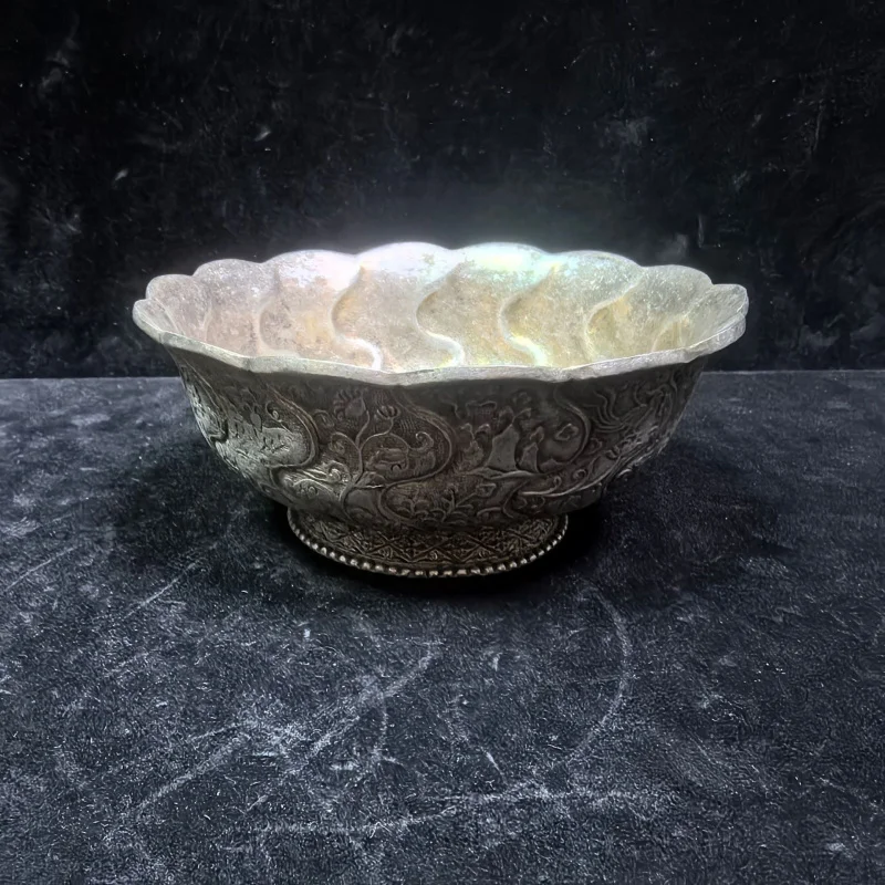 

Antique-Style Tang Dynasty Ornaments with - Edges, Bowl, Set, Cup, Tea Saucer, Silver-Plated Classica