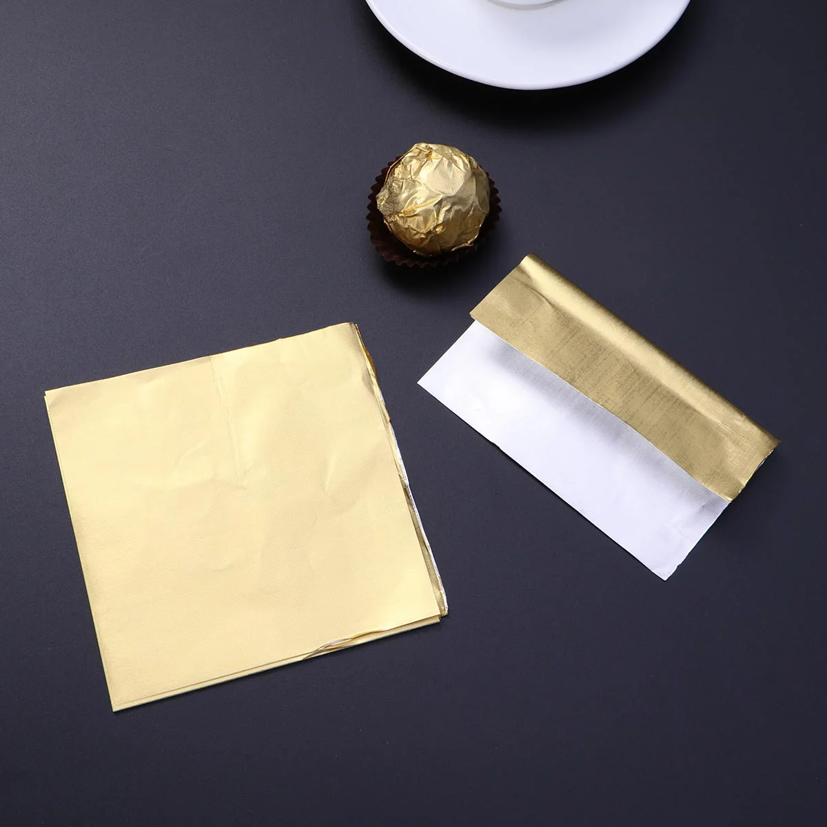 

300 Pcs Yellow Tissue Paper Chocolate Wrapping Dark Gold Aluminum Foil Candy Golden Food