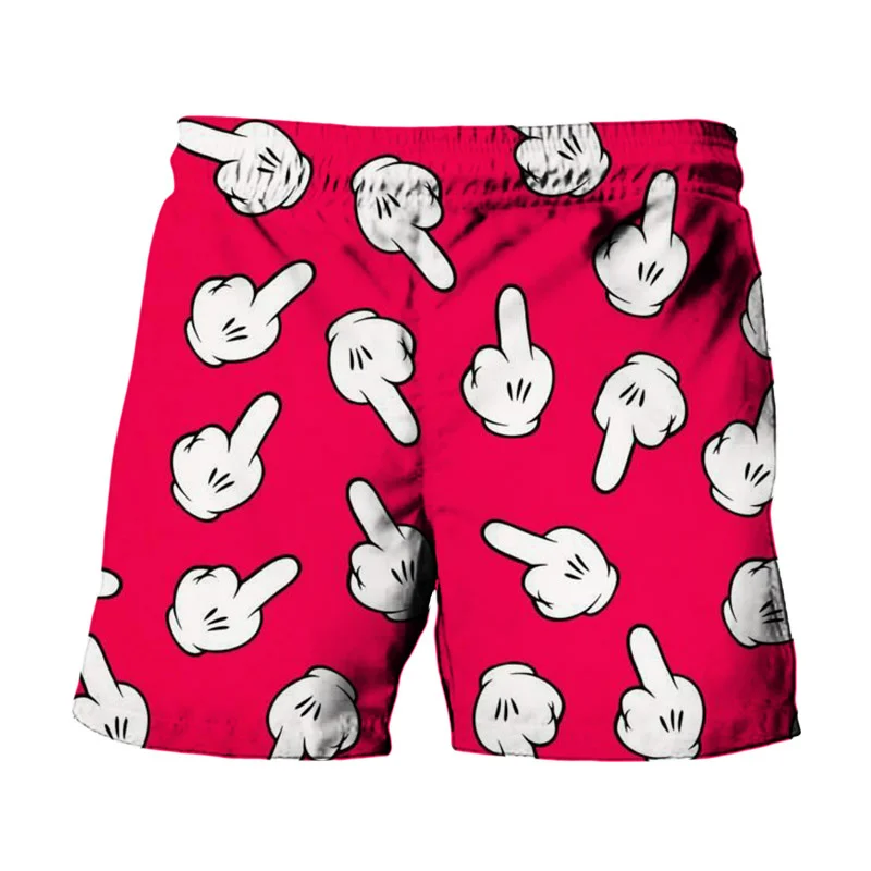 Miniso Summer Harajuku Disney Brands Cute Stitch Mickey Minnie Anime Print Men Swimwear Beach Shorts Fashion Casual Kids Shorts