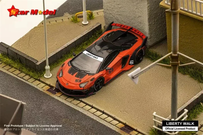 Star Model 1:64 LBWK  LB-Silhouette WORKS Aventador GT Evo Silver /Orange /Purple #35 Model Car