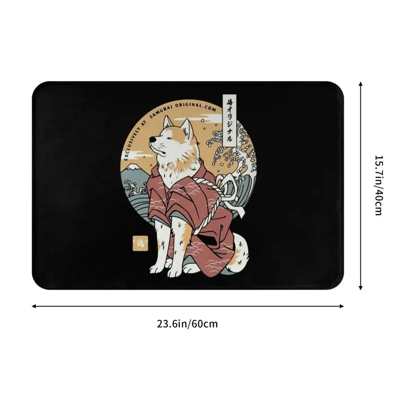 Custom Akita Dog Samurai Warrior Doormat Anti-Slip Welcome Kitchen Door Floor Mats Japanese Cartoon Animal  Rug Carpet Footpad