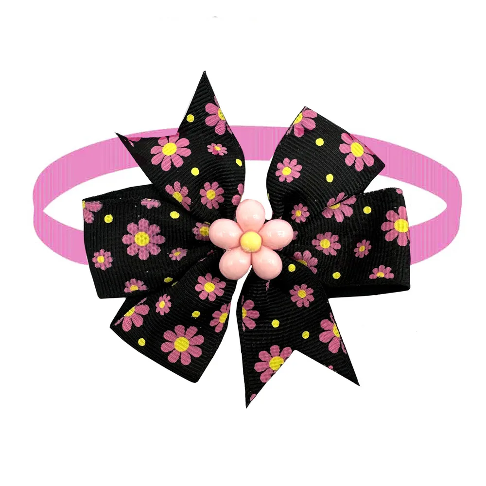 50pcs Puppy Dog Grooming Accessories Bee Flowers Style Cute Dog Bows Pet Dogs Bow Tie Necktie Bowknot Dog Bowties Supplies