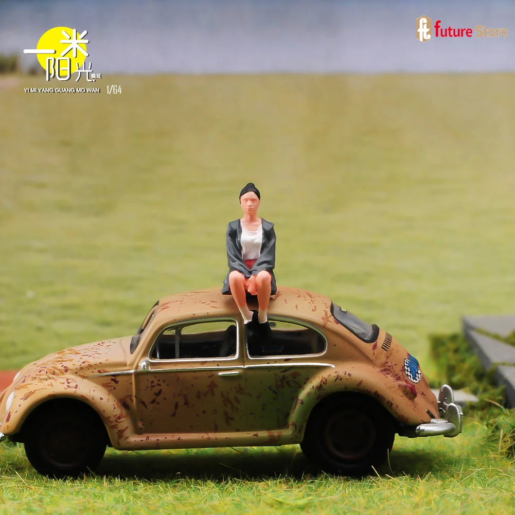 

Miniature Figure 1/87 1/64 1/43 1/24 1/18 Beauty Girl Sitting 3D Diorama Model Mini Doll Creative Scene Props Decor