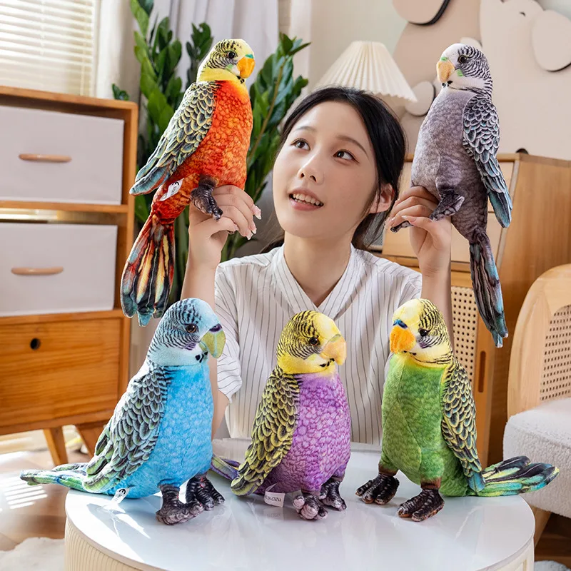 23CM Cute Lifelike Parrot Plush Stuffed Animal Toy Soft Kawaii Simulation Bird Dolls Nice Home Decoration Gifts