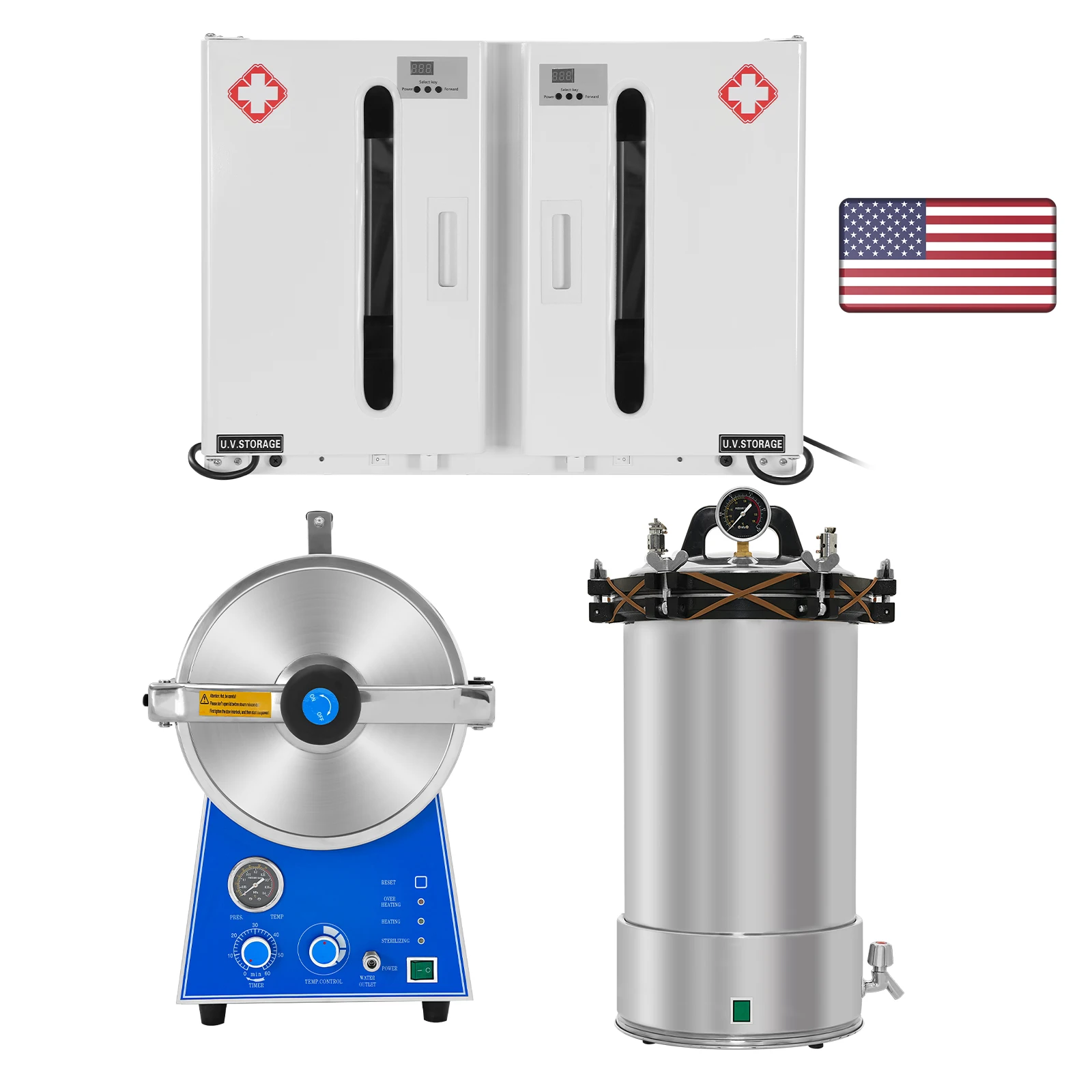 

Стоматологический автоклав-стерилизатор 24 л / Настольный медицинский паровой стерилизатор / УФ-стерилизатор-шкаф 54 л с функцией таймера и лотками