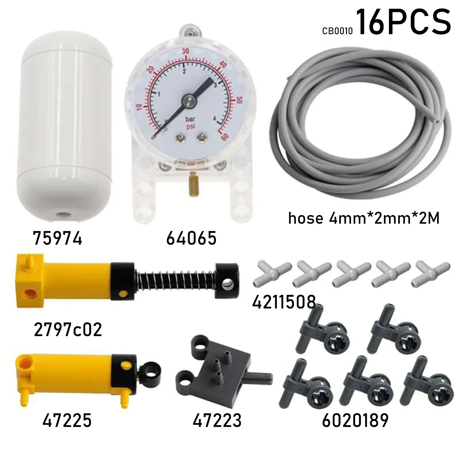 MOC Pneumatic Building Block Set Technical Hose Air Pump Piston Pneumatic Parts Compatible With legoeds 9641 42043 47225 61904