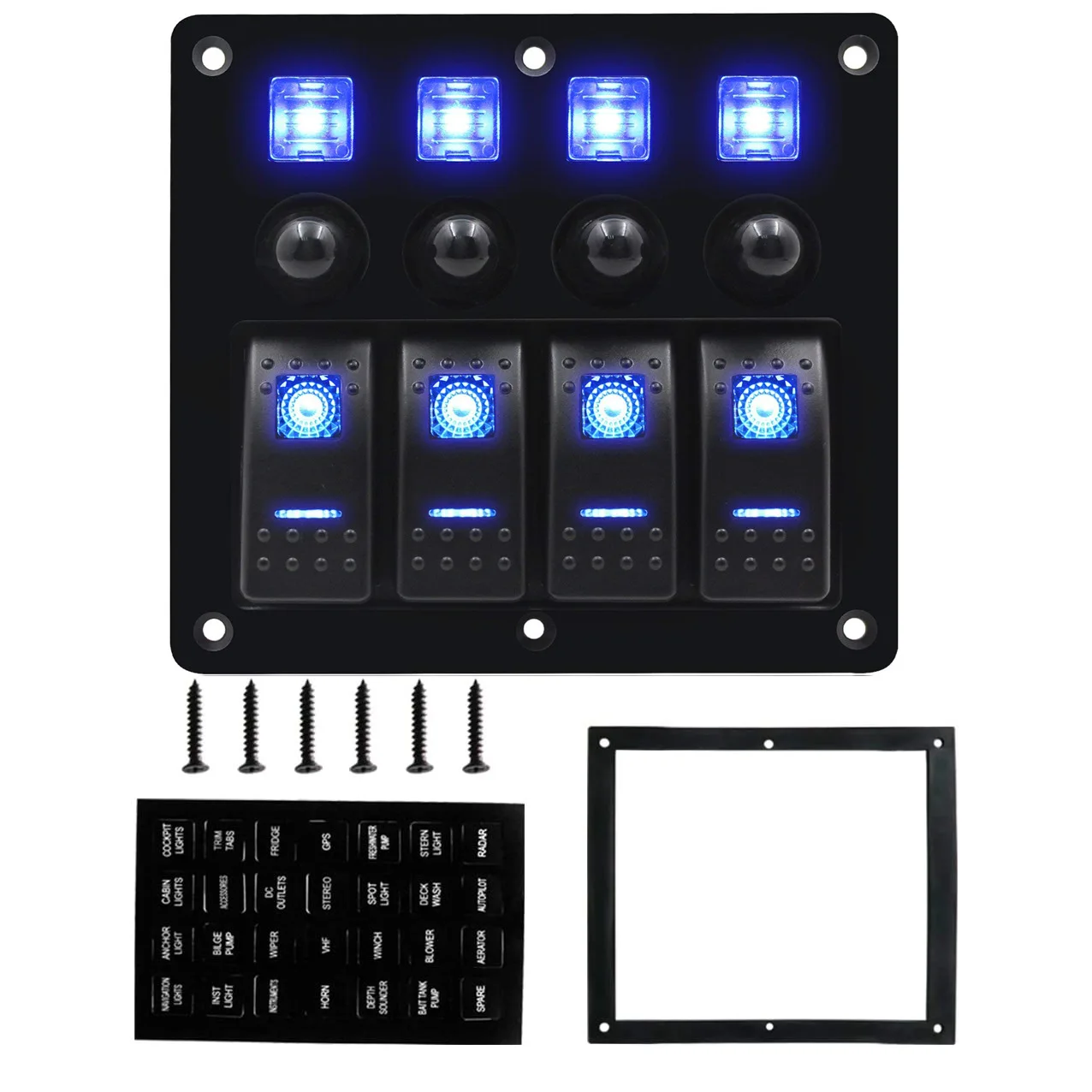 Exclusive For 4-Gang Rocker Switch Panel 4 12-24V ABS USB Car Charger Socket With Waterproof Rubber Cap