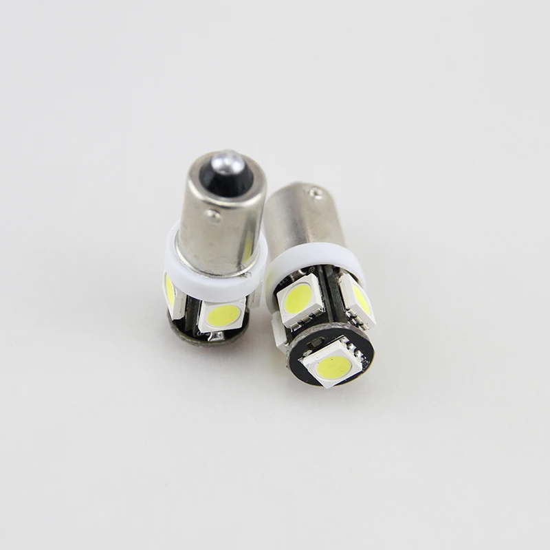 10PCs Car Led T5W BA9S Bulb 5050 SMD 5 Led Light Lamp 12V 100Lm Car Interior Lamp White BA9S Led Light Car Parking Light