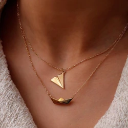 Delicate Paper Airplane Boat Necklaces for Women Girls Gold Color Origami Boat Ocean Inspiration Gift for Sea Love Trave Jewelry