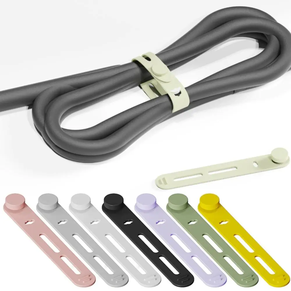 10Pcs Silicone Data Line Winder Straps Line Storge Holder Cable Organizer Elastic Clips Silicone Cable Ties