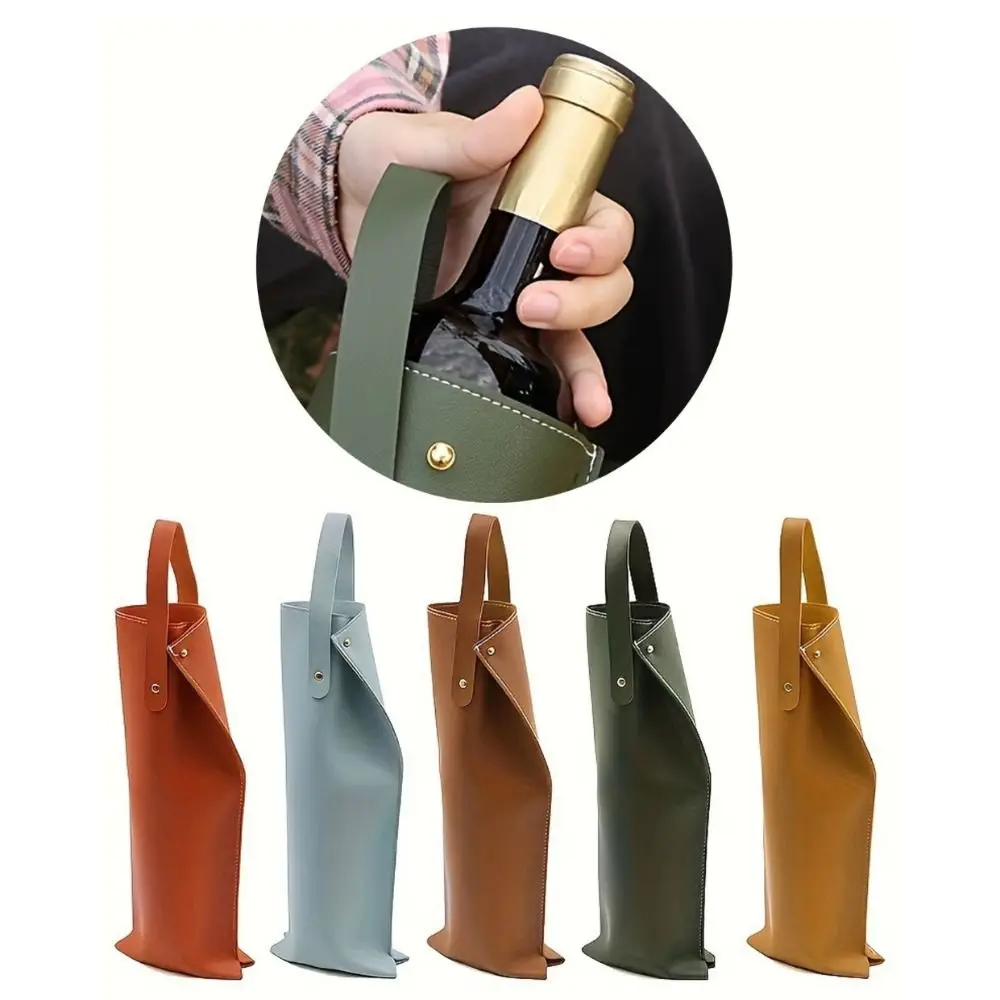 

Luxury Reusable Wine Packaging Bag Faux Leather with Handle Wine Tote Carrier Protective Design Champagne Bag Party Use