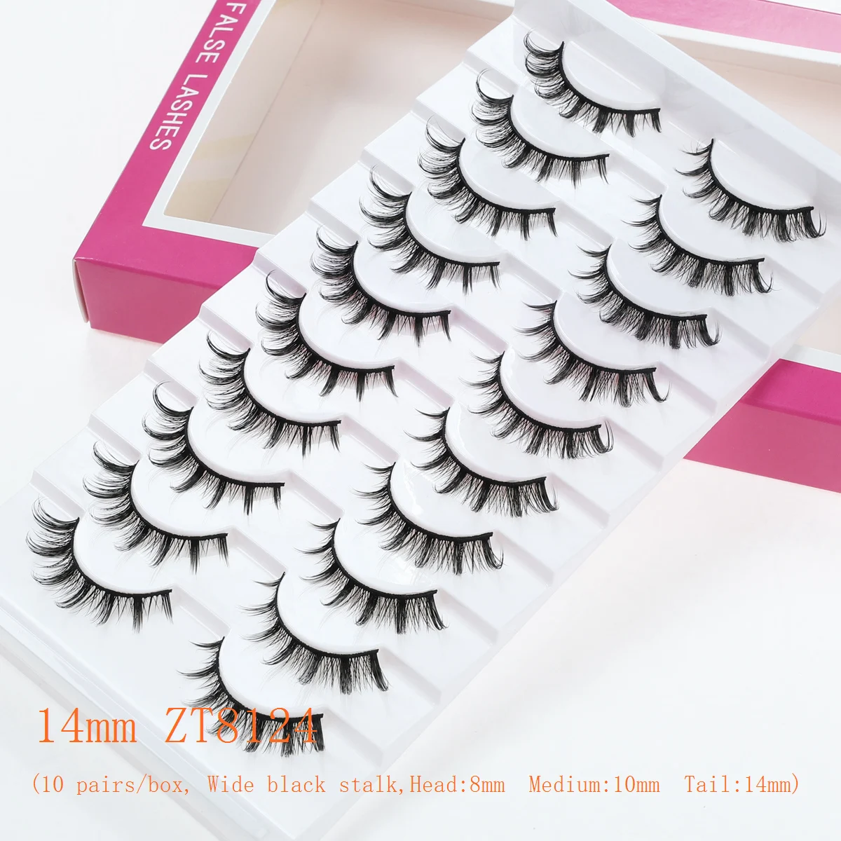 Xuanfeiwu フルストリップ ハードステム メイクアップ 稀薄な自然まつげ パーティー パフォーマンス リアルなカール 三次元のボリュームのある細長い斜めつけまつげ ライトメイク用