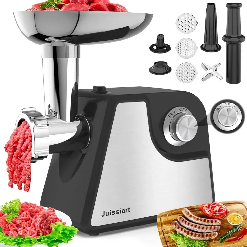 

Meat Grinder, 2500W Max Meat Grinder Electric w/Stainless Steel Blade, 3/5/7 Grinding Plates, Sausage Stuffer Tube & Kibbeh Kit