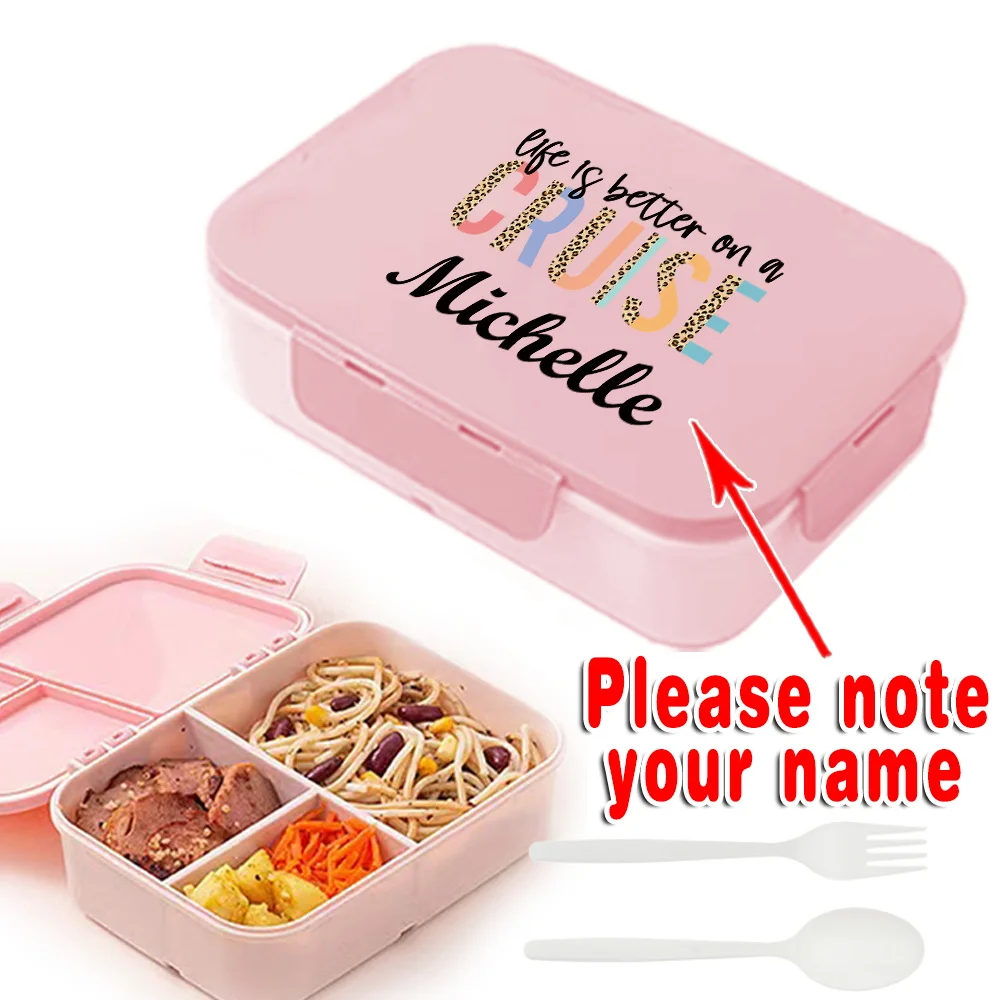 

Customized Name Leakproof Bento Box with Lid Portable Lunch Holder DIY Breakfast Storage Container Travel Organizer Personalized