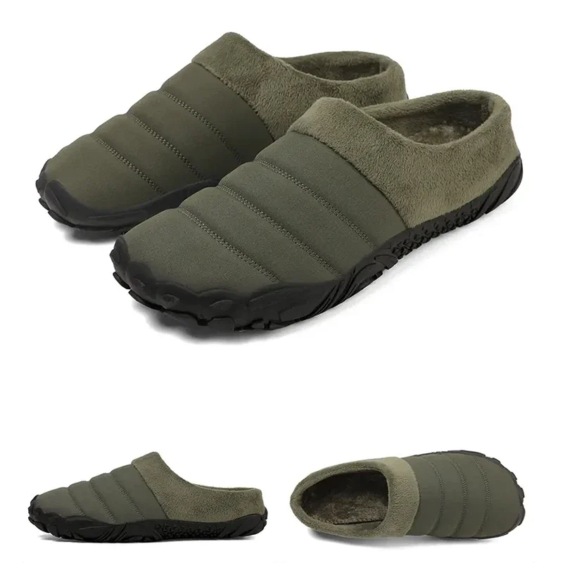 Men Winter Warm Slippers Fur Slippers Men Boys Plush Slipper Cotton Shoes Non-slip Solid Color Home Indoor Casual Slippers тапки