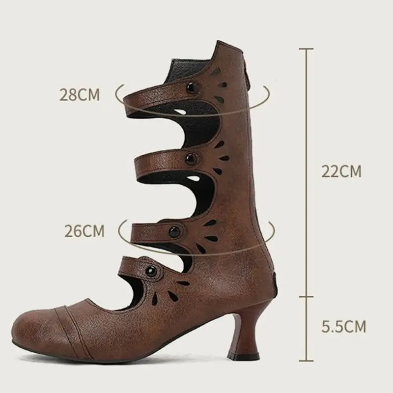 SIMLOVEYO Summer Mid Calf Boots Round Toe Special Shaped Heels 6cm Zipper Ladies Dating Footwear Sizes 48 49 50