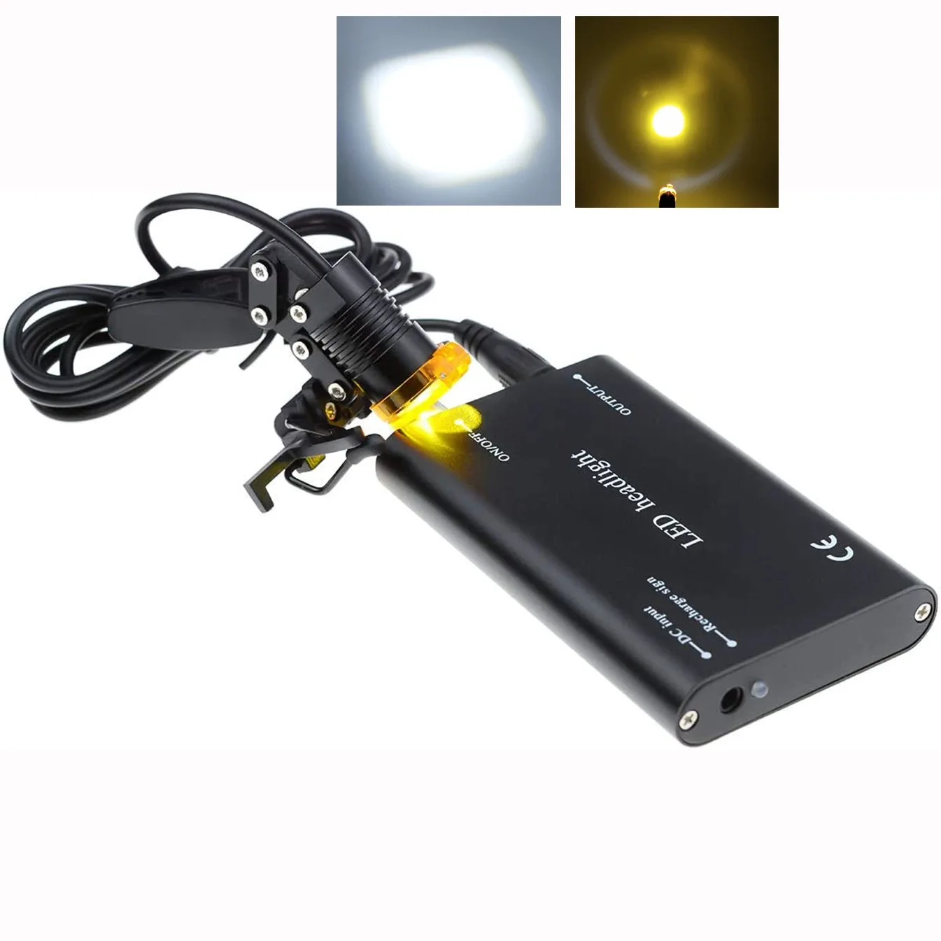Dental Lab Medical Loupe 3W LED Headlight Headlamp with Glasses Clip Yellow Light Dental Magnifier