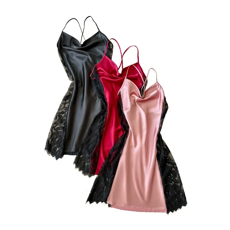 

New style Women's Lace Splicing Nightdress Sexy Fashion Pajamas Simple And Comfortable Suitable For Parties And At Home