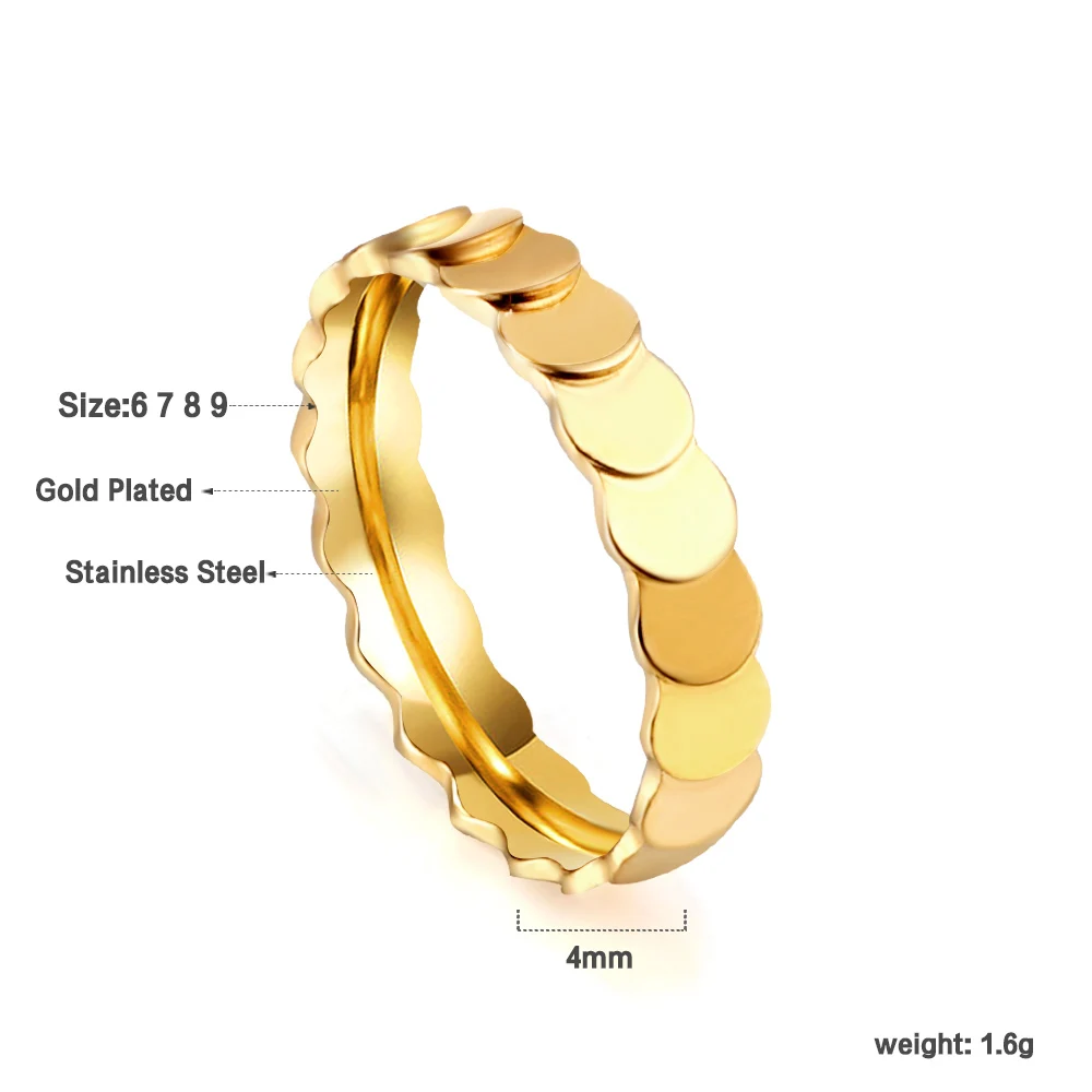 Luxusteel Rvs Vrouwen Ringen Eenvoudige Twist Touw Munt Hart Ronde Textuur Waterdichte Vingerbanden Ring Bruiloft Sieraden