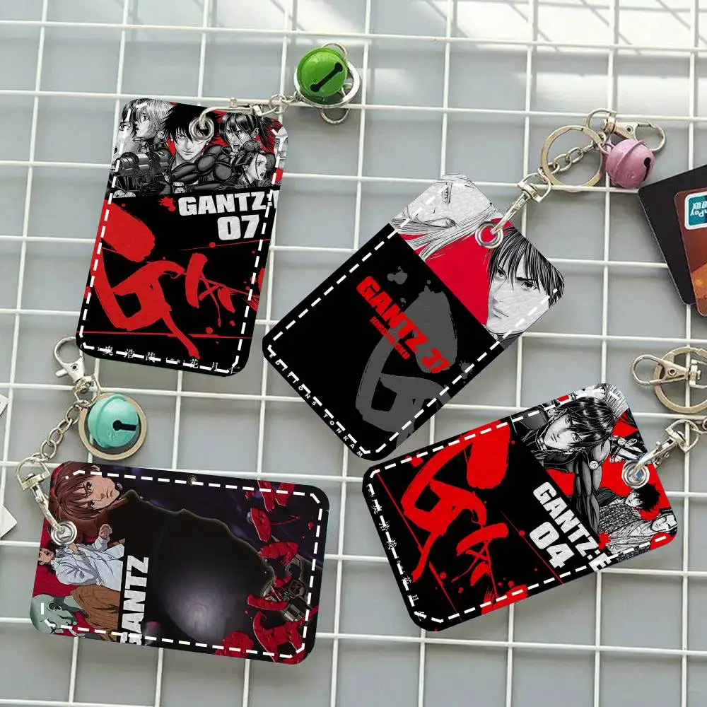 

1pc G-GANTZs Classic Anime Hot Card Case Keychain Access Card Bag Key Tag Ring Leather Card Holder Key Ring Access