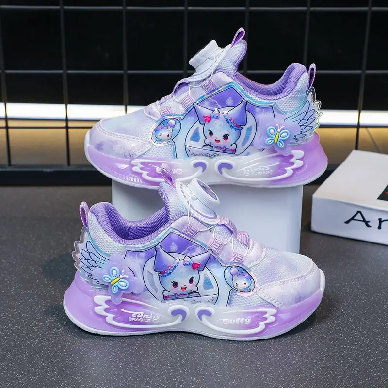 Kawaii Sanrio Child Sports Shoes Wear Resistant Slow Shock Design Breathable Website Kuromi Girl Light Soft Bottom Running Shoes