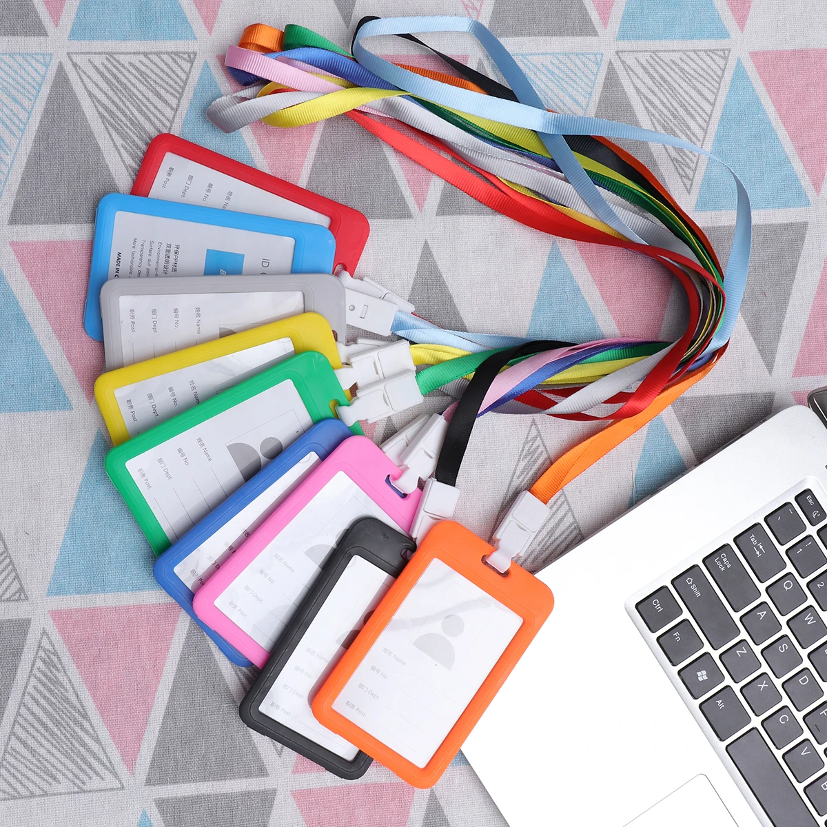 9Pcs Colorful Badge Holder Transparent Id Case PP Material Lanyard Business Office School Conference Accessory