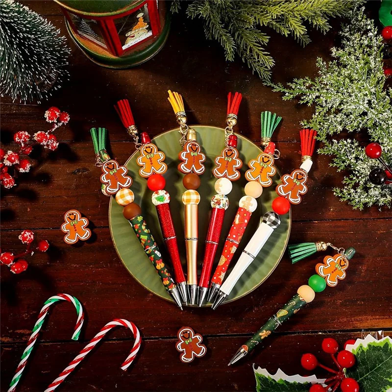 

VO-12 Pcs Beadable Pens Plastic Ballpoint Pen With Assorted Spacer Beads Silicone Beads And Tassels For Office School DIY