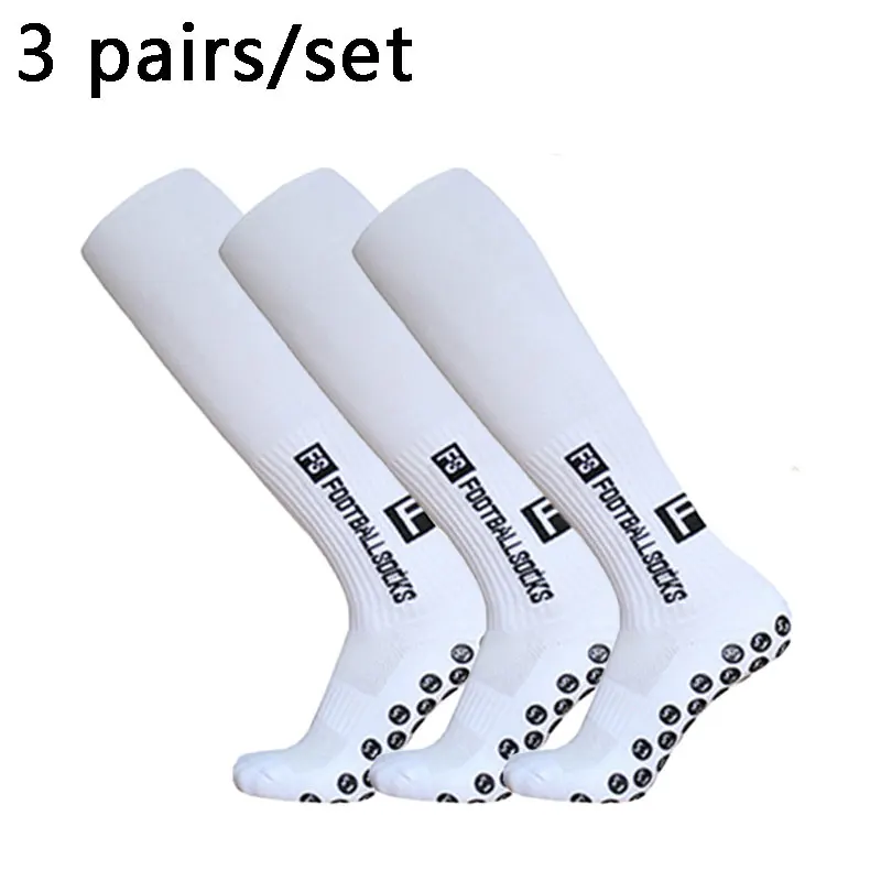 3pairs Men Women Long FS Football Socks Sports Round Silicone Non-slip Grip Soccer Sock