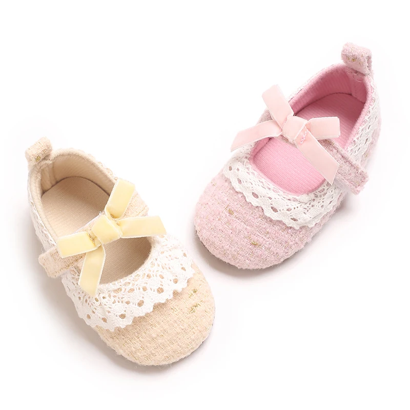 Baby Girls Mary Jane Flats with Bowknot Princess Party Dress Crib Shoes Non-Slip Soft Rubber Sole for Toddler First Walkers