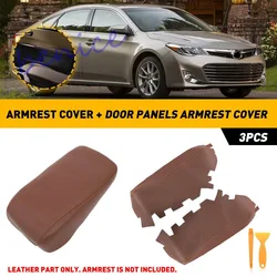 3X Console Lid Armrest & Door Panel Cover Trim Brown For Toyota Avalon 2013-2018
