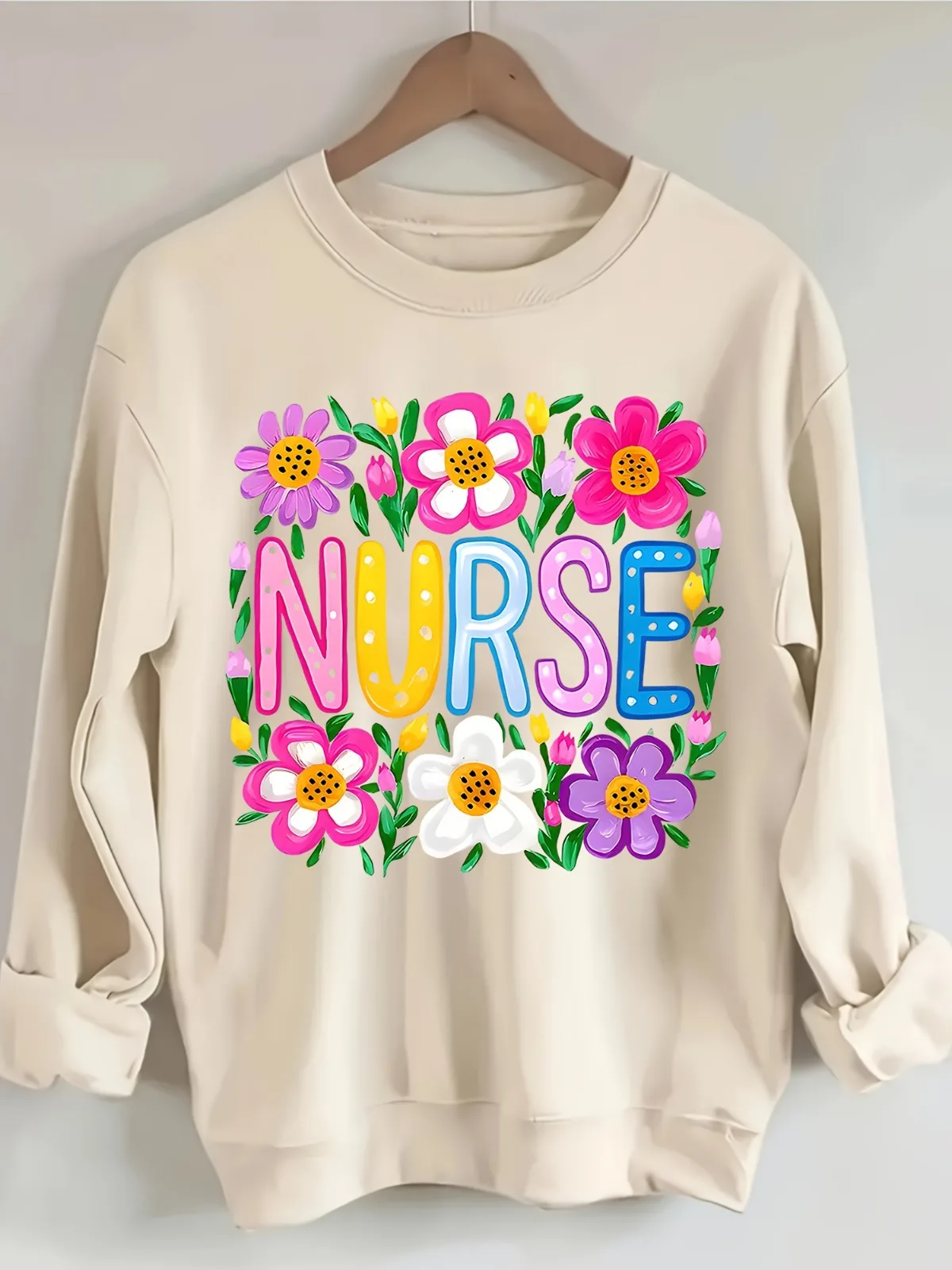 Felpa con cappuccio stampata con motivo da assistente alla moda casual da donna, comoda pullover girocollo a maniche lunghe, adatto per regali di festa