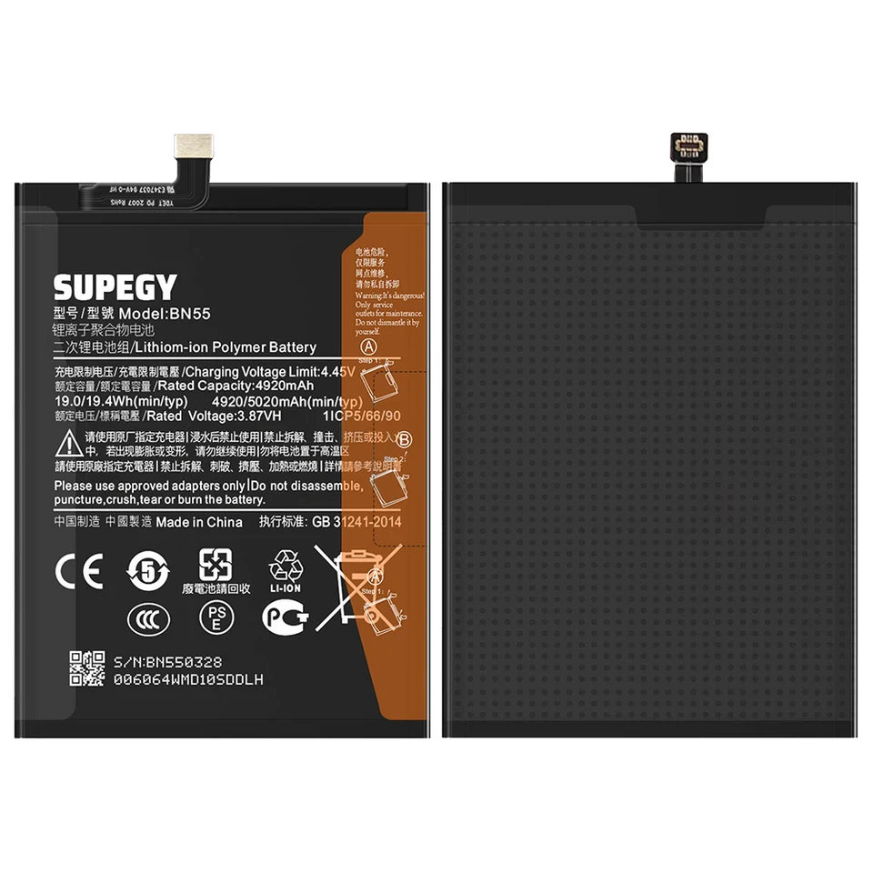 Batería BN55 5020mAh nueva 2026 de alta calidad para Xiaomi Redmi Note 9S /Y9S de repuesto 4