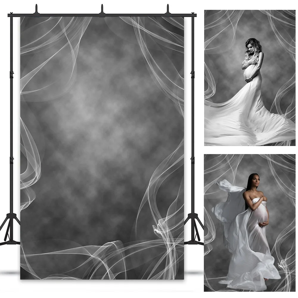 Abstract White Smoke Texture Photography Background for Maternity Newborn Portrait Backdrop Booth Girls Birthday Photo Studio