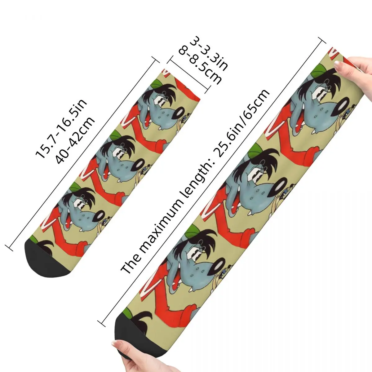 Happy Funny Men\'s Compression Socks Ein Classic Vintage Harajuku Nu Pogodi Wolf Rabbit Russian Soviet Cartoon Casual Crew Sock