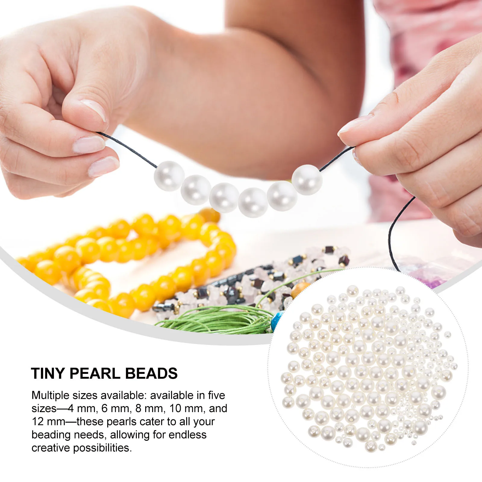 

200pcs Pearl Beads For Crafting White Loose Round 4Mm 6Mm 8Mm 10Mm 12Mm Jewelry Making Diy Embroidery Craft Beading Supplies