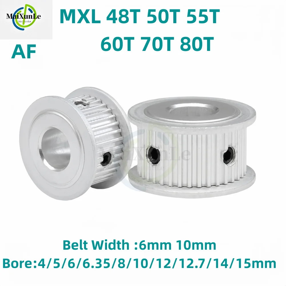 

MXL AF-type 48T 50T 55T 60T 70T 80T Teeth Timing Pulley, Bore 4~15mm For Bandwidth 6mm 10mm Synchronous Belt Pitch 2.032mm