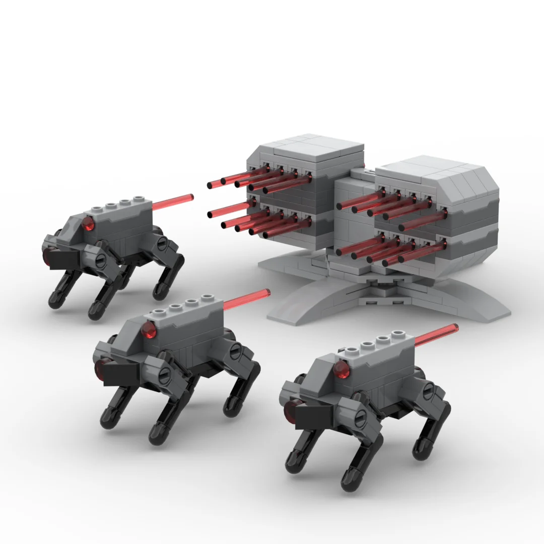 

MOC военная серия, модель подставки для запуска ракетки, беспилотный робот, набор строительных блоков для собак, способный запуска, модели ракеток, игрушки
