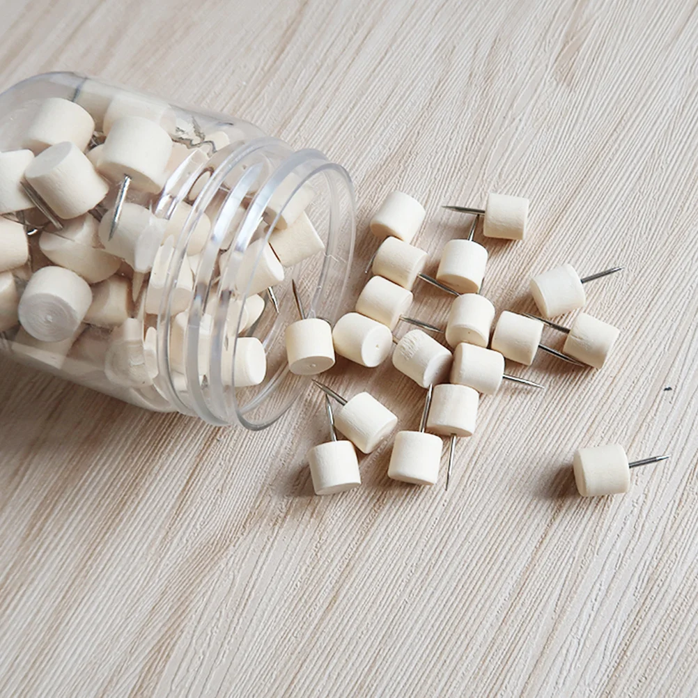 80 قطعة دبابيس ضغط برأس خشبي أسطوانة إبداعية مسامير إبهام للوحة الفلين لوحة الإعلانات لتقوم بها بنفسك خريطة اللوازم المدرسية المكتبية #4