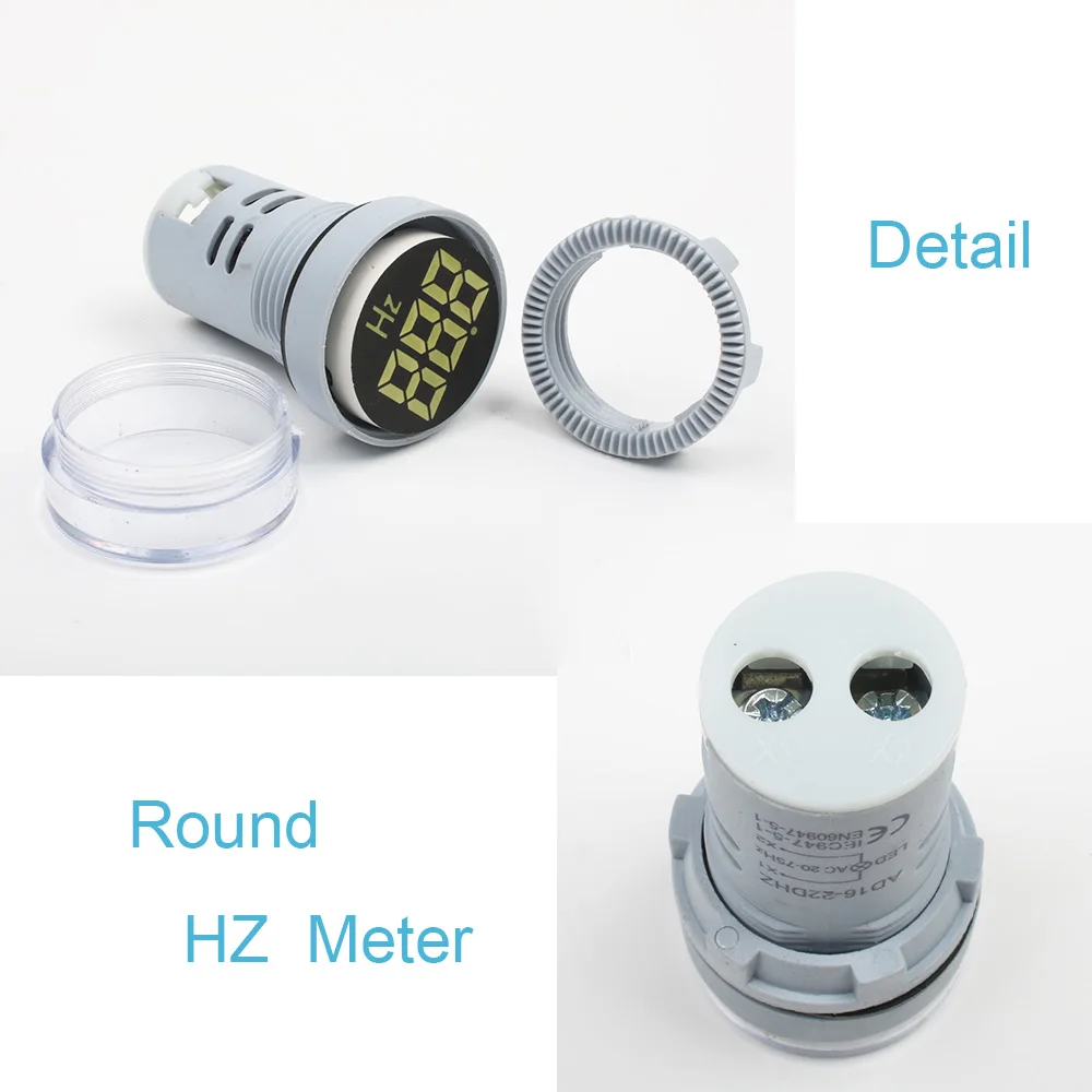 22 مللي متر شاشة ديجيتال الكهرباء هيرتز متر ملون مع LED مستديرة/مربع متر AC60-500V أزرق أصفر أحمر أخضر أبيض
