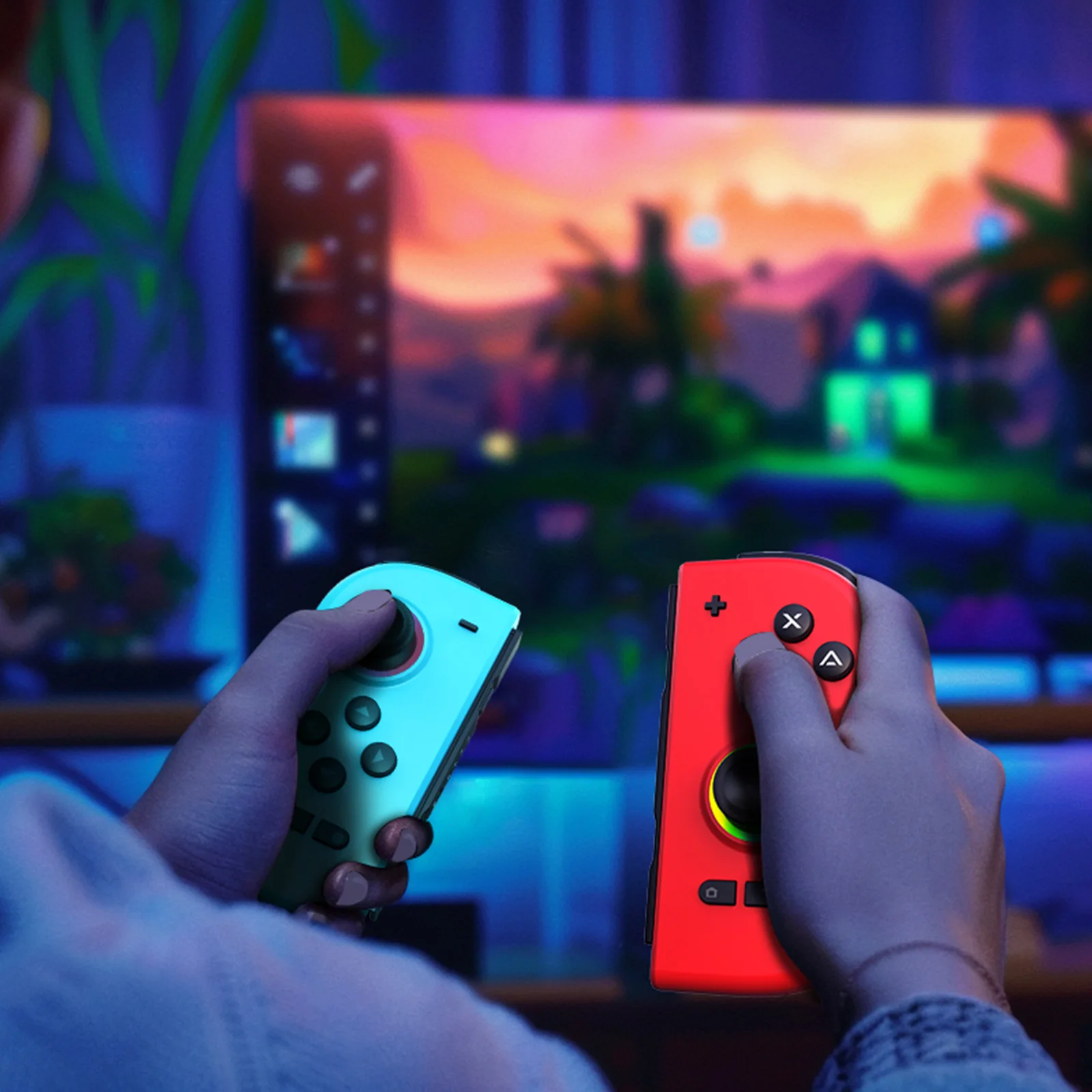 Joy-Pad sans fil pour Nintendo Switch/OLED/Lite/PC, Joystick à effet Hall RVB, boutons de micro-interrupteurs, gyroscope/Turbo/Vibration 6 axes