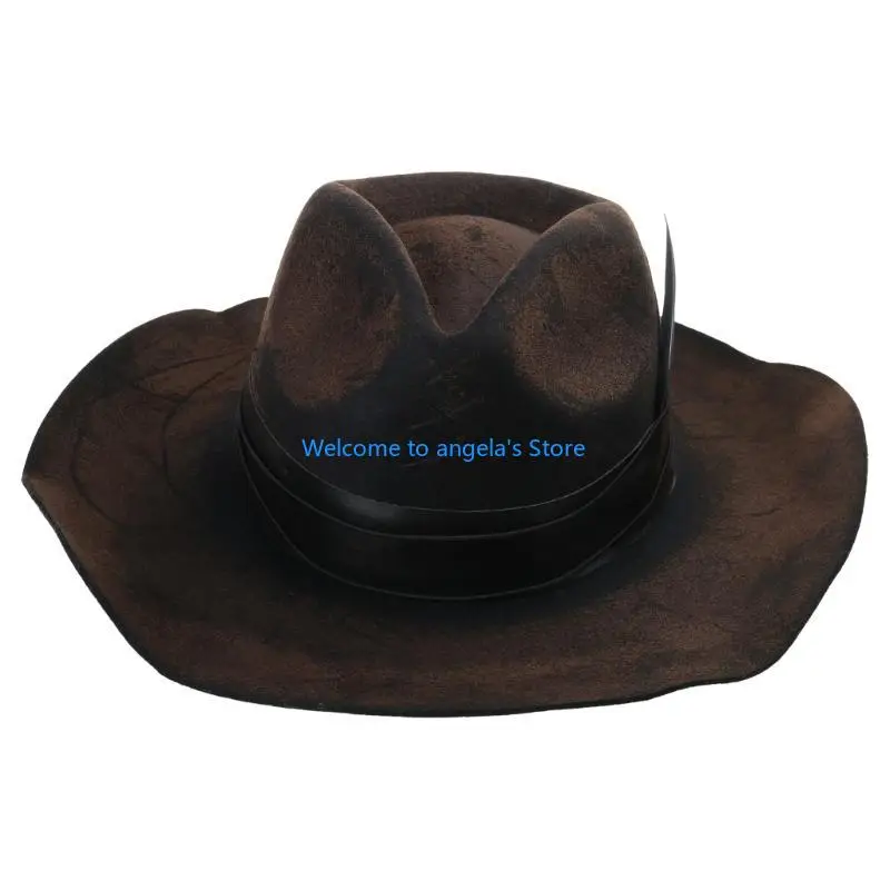 

X4YC шерстяная шляпа для маскарада, вечерние джентльменская шляпа, джазовая шляпа с поясом, карнавальный костюм для взрослых,