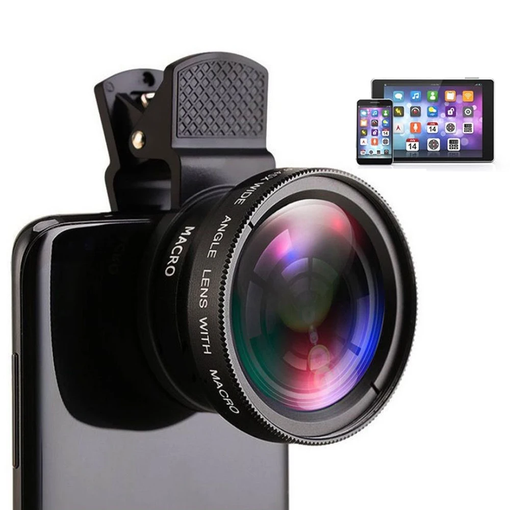 Kit de Lentes para Celular Grande Angular Macro 3 em 1 Design Compacto para Viagens e Fotografia