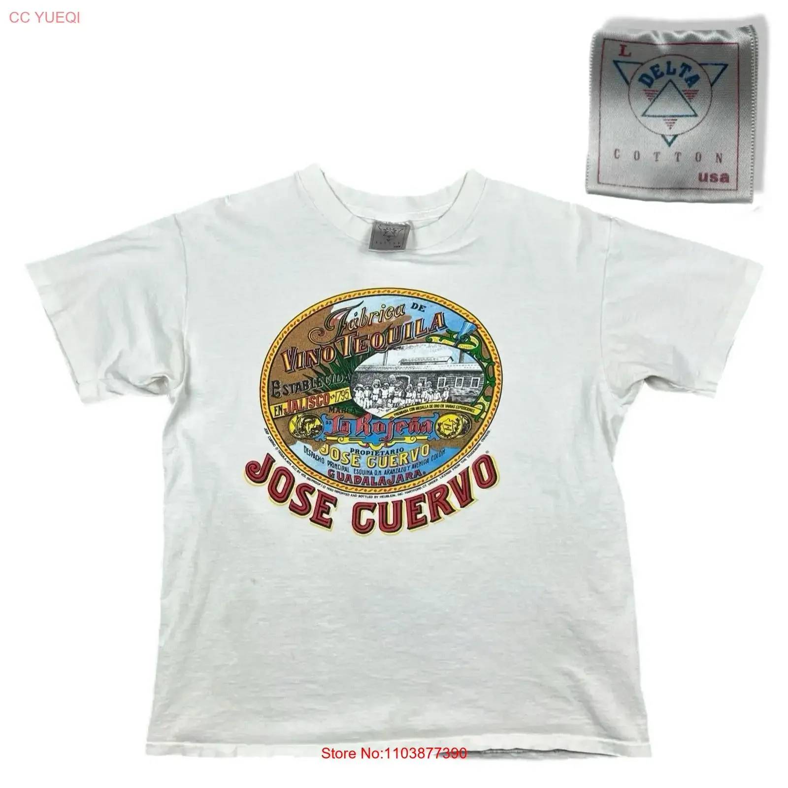 Camiseta blanca vintage con promoción de la barra de tequila Jose Cuervo, camiseta vintage de los años 90 para beber cerveza, camiseta lavada para uso diario, informal, unisex