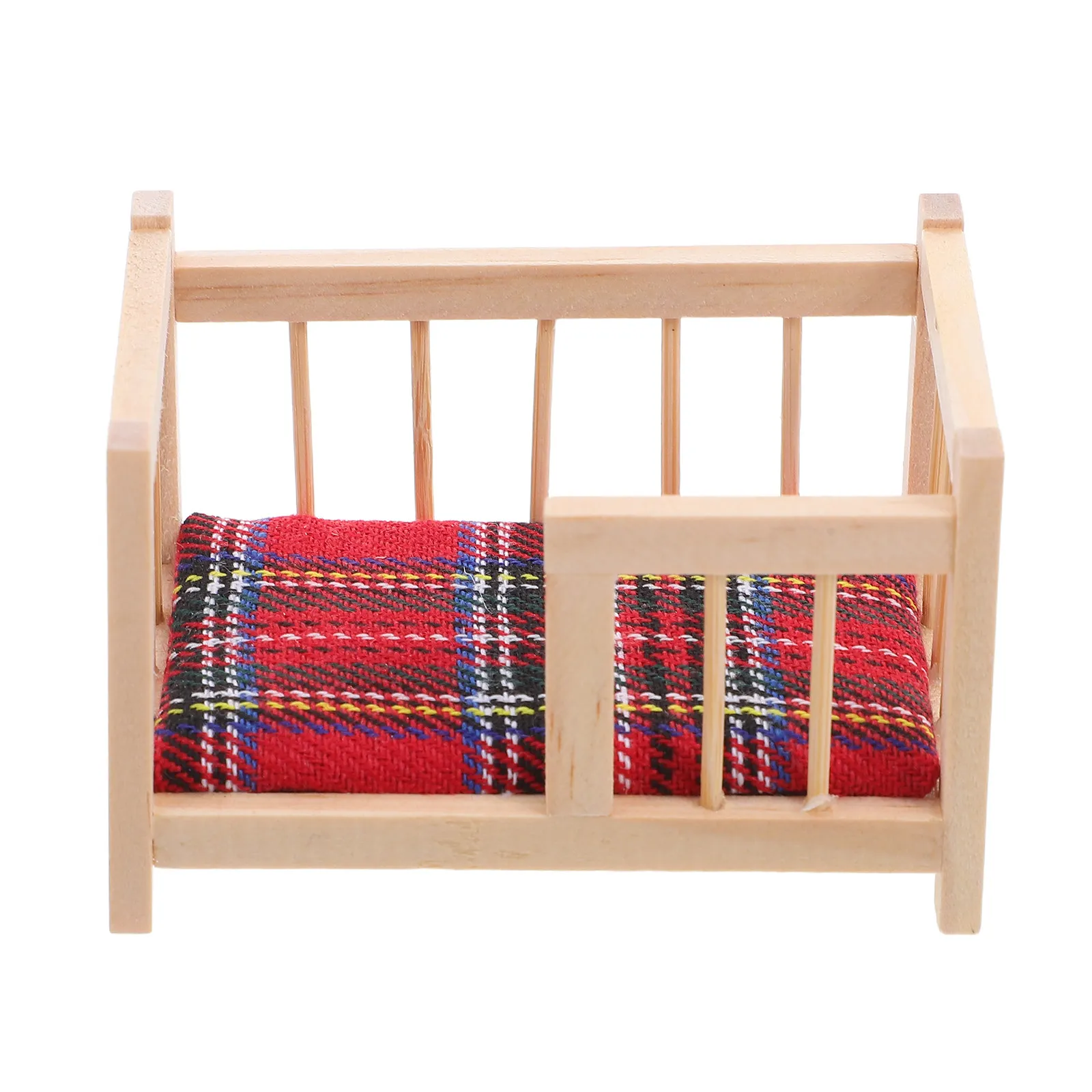 

Wooden Miniature Dollhouse Crib Baby Bed Realistic Baby Cradle Mini Bedroom Accessories Dollhouse Furniture Decoration