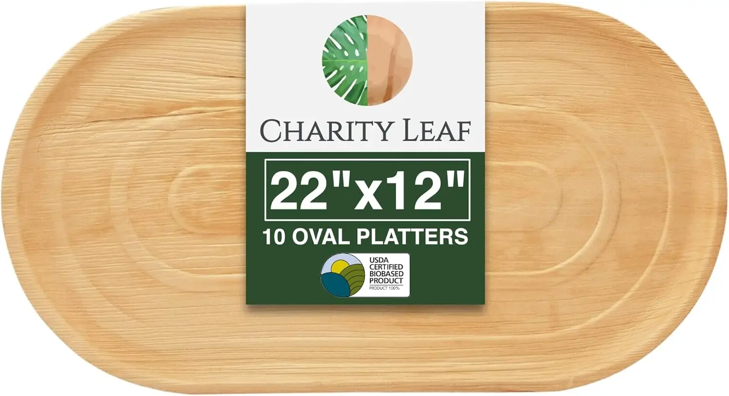 

Palm Leaf Trays 22x12 Inch, Eco-Friendly Compostable Platters for Weddings, Charcuterie Boards & Events, Heavy Duty Leakproof