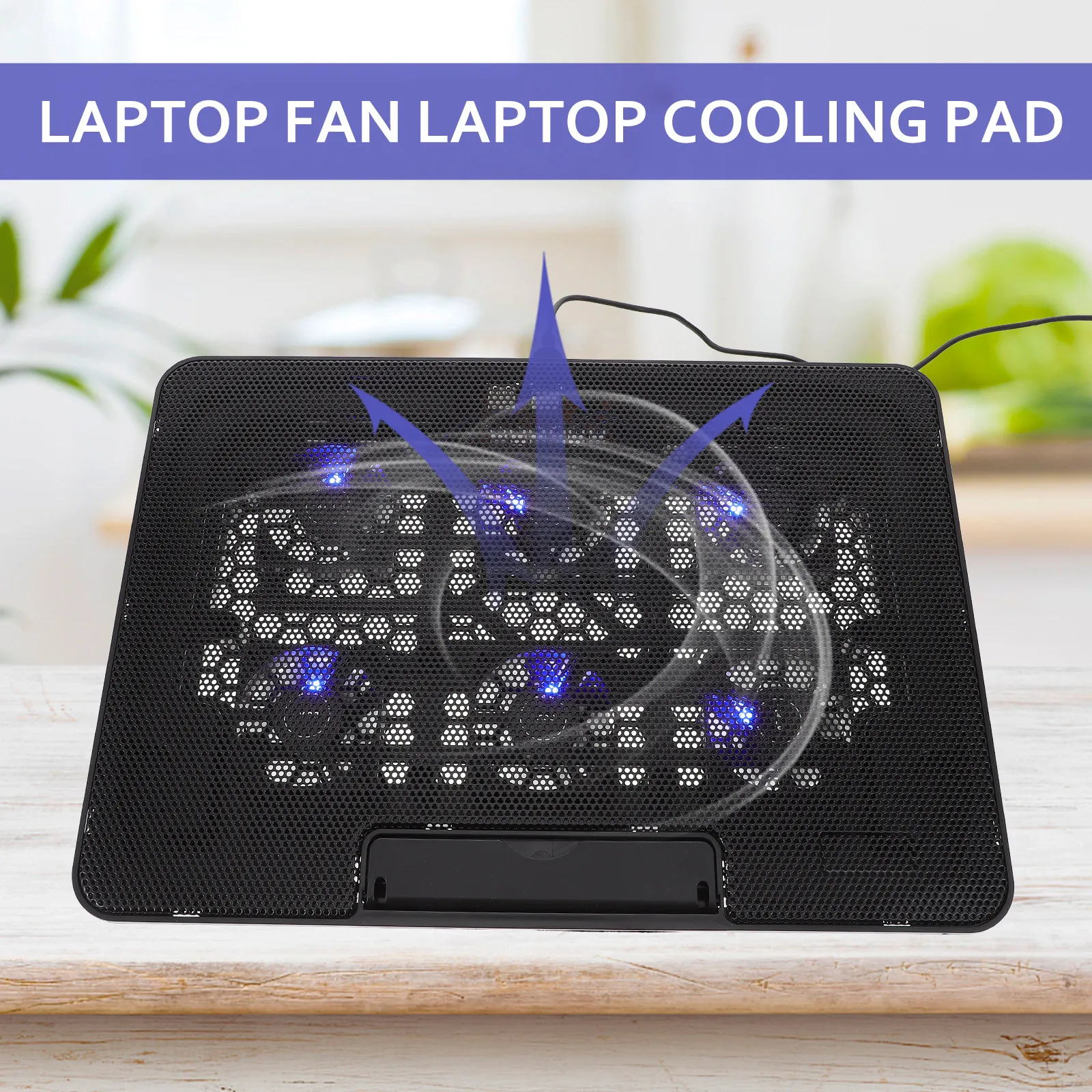 

6-Fan Laptop Cooling Pad Adjustable Height Ultra-Quiet Slim Lightweight Design for Gaming Laptop Travel Office Bed Desktop Use