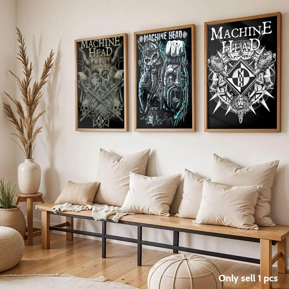 Heavy Metal M-Machine Head Poster Modern Self-Adhesive Art Wall Decals for Bedroom & Living Room Home Decor, Great Gift Idea