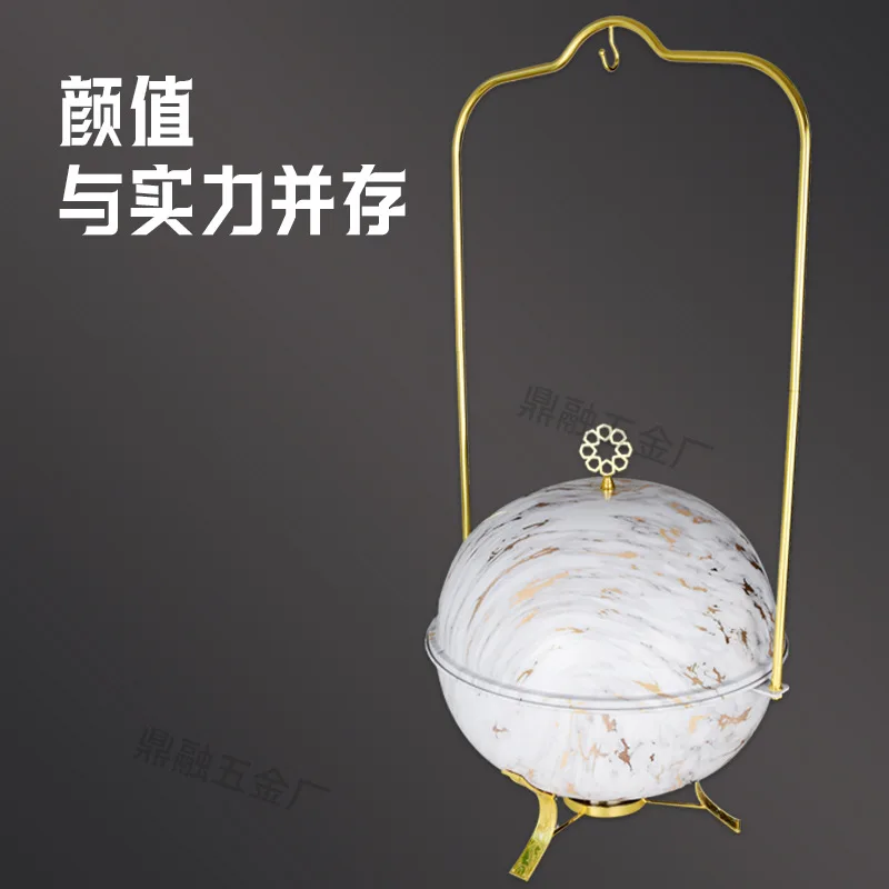 Cross-border stainless steel buffet stove round hotel breakfast insulation stove hanging lid heating stove chafingdish